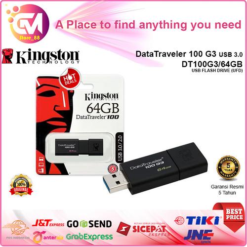 KINGSTON FLASHDISK DATATRAVELER 100 G3 64GB DT100G3/64GB 64 UFD di  Gmstore88 Tokopedia