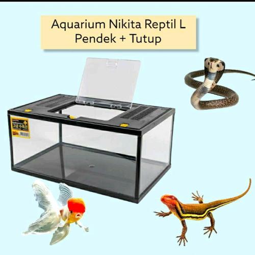 Jual Aquarium Nikita L Pendek + Tutup Aquarium Kandang Reptil Nikita