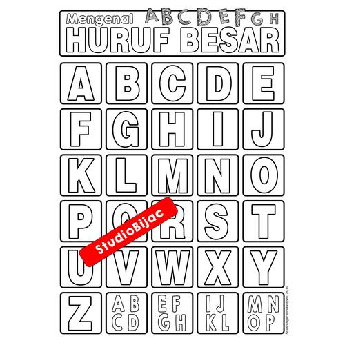 Jual Poster mewarnai gambar abjad alfabet huruf angka hijaiyah anak