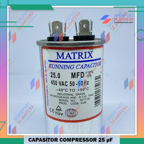 Jual KAPASITOR CAPASITOR AC MESIN KOMPRESOR COMPRESOR 25 UF MATRIX ...