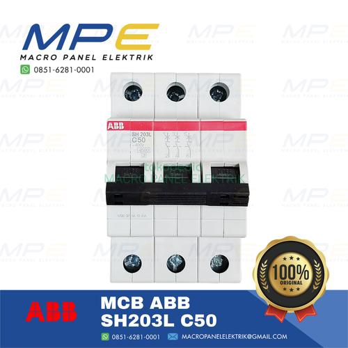 Jual MCB ABB SH203L C50 50A 4,5kA 3 Phase / MCB ABB SH203L 3P 50A C50 4 ...
