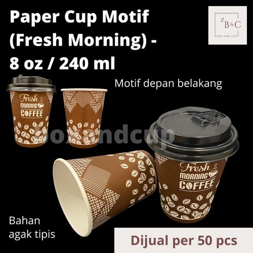 Jual Paper Cup / Gelas Kertas Panas Kopi Teh Motif dan Tutup 8oz 240 ml ...