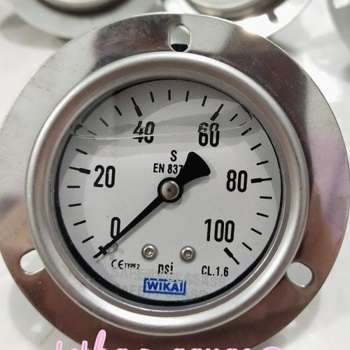 Jual wika pressure gauge wika 0100 psi 2.5inch back ss Jakarta Barat