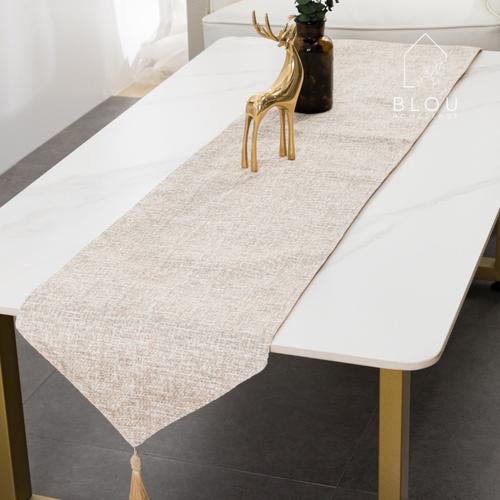 Jual Table runner taplak meja panjang mewah simple tekstur krem Beige