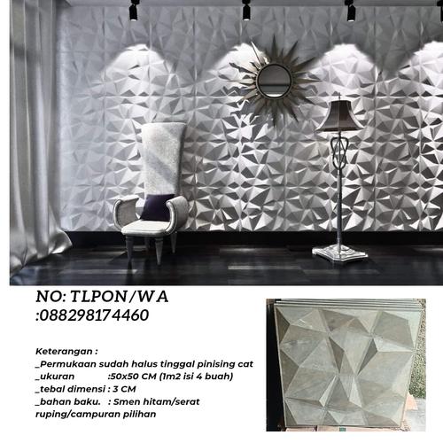 Jual Roster tempel wal 3D beton motip diamon - Abu-abu, 30x30cm ...