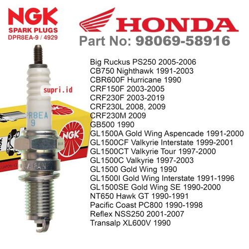 Spark Plug Codes NGK Spark Plug DPR8EA-9 Honda VT 600 C CD VT600C ...
