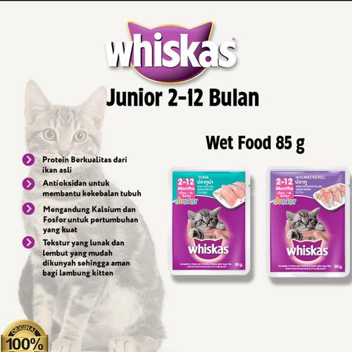 Jual WHISKAS Junior makanan kucing basah kitten 80gr rasa tuna dan