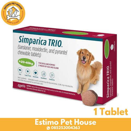 Jual SIMPARICA TRIO 2040kg 1 Tablet Obat Kutu Anjing Kota Denpasar