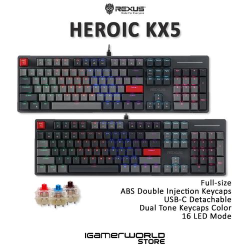 Promo Rexus Heroic KX5 Fullsize Rainbow Mechanical Gaming Keyboard