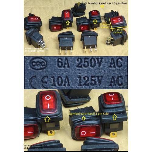Jual Merah tombol karet kecil 3 pin kaki Saklar waterproof air debu ...