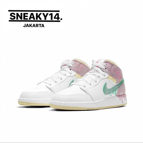 Jual Air Jordan 1 Mid Ice cream 'paint drip' 100 original Jakarta