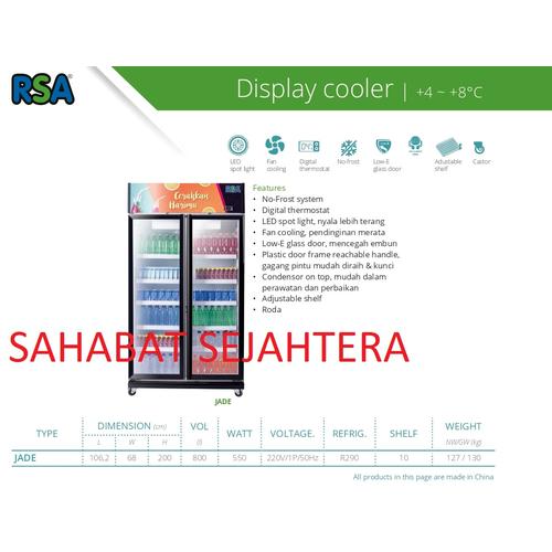 Jual Showcase Cooler RSA JADE Kulkas Showcase 2 Pintu - Jakarta Timur ...