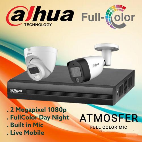Jual PAKET CCTV DAHUA 4CH CAMERA 2MP FULLCOLOR MIC SIAP PASANG