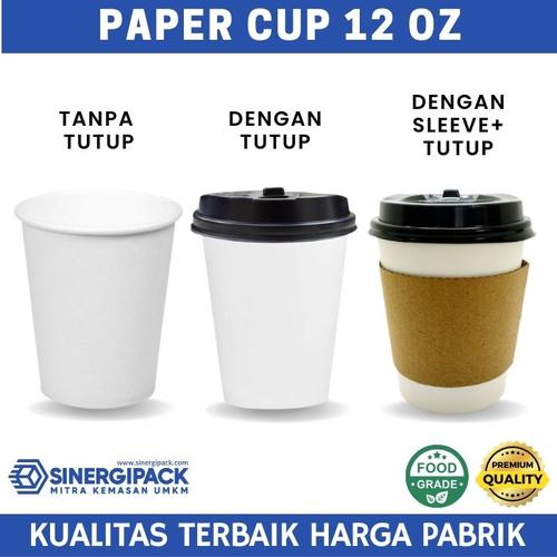 Jual Paper cup 12 oz dengan Tutup dan Sleeve - Gelas Kertas Kopi Panas ...