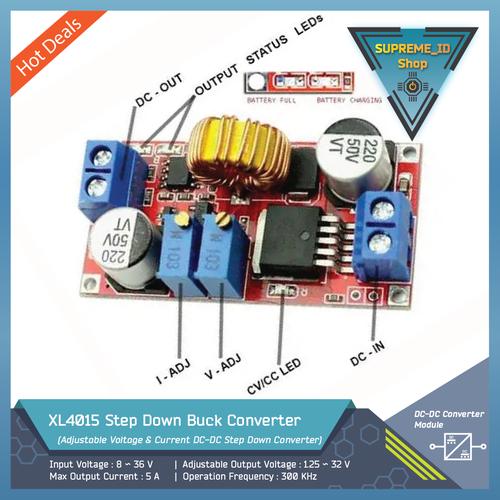 Jual XL4015 DC-DC Step Down Buck Converter Lithium Ion Li-ion Baterai ...