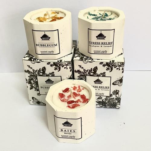 Jual illutio natural scented candle concrete pot lilin aromatherapy