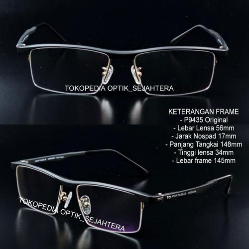 Jual frame kacamata original p9435 half frame pria - frame only ...