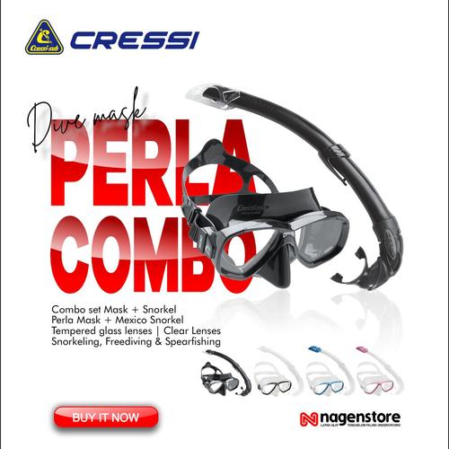 Maschera Cressi Perla + Snorkel Mexico - Kit Snorkeling Per Adulti, Silicone Ipoallergenico