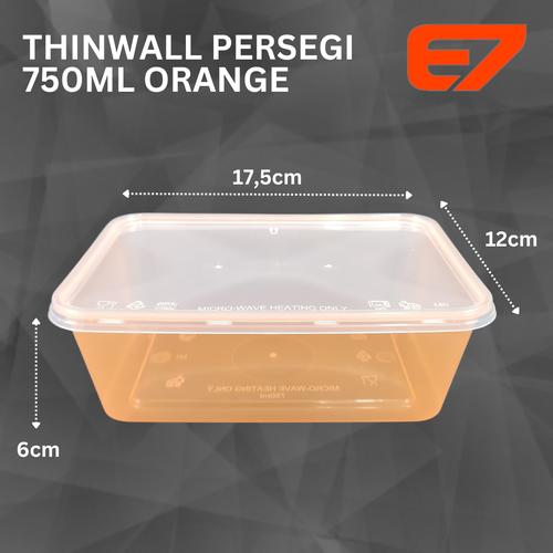 Jual Lunch Box Plastik Thinwall Persegi 750ml Orange Jakarta Utara ECO7 FOOD PACKAGING