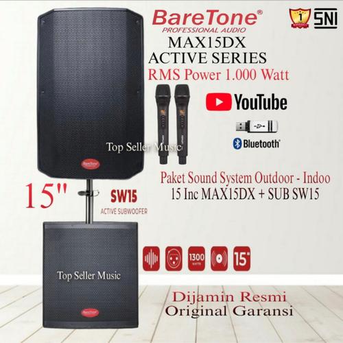 Paket Sound System Outdor Indoor Speaker Aktif BareTone MAX15DX +SUB di  Top Seller Oline Shop Tokopedia