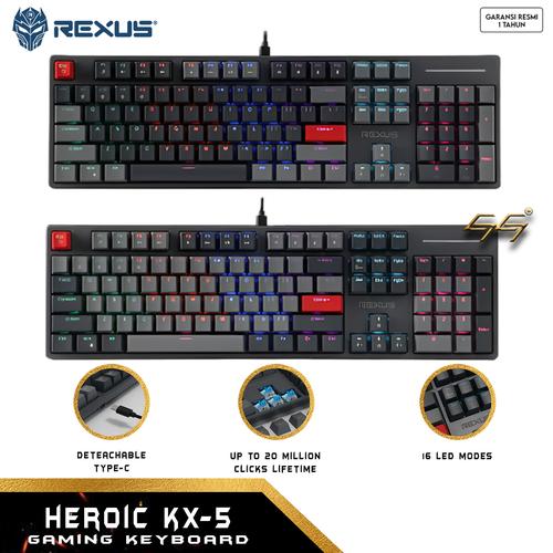 Promo Rexus Heroic KX5 KX5 Upgrdraded V2 Keyboard Gaming Mechanical