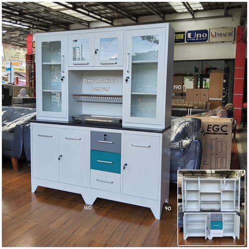 Jual Lemari Dapur Plat Besi 4 Pintu Putih + Rack - Kota Bandar Lampung ...