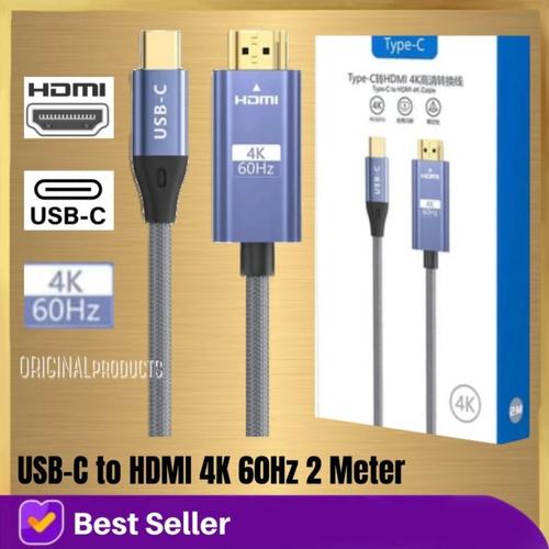 Jual Usb c to HDMI cable 4K 60hz 2 meter ipad macbook android kabel ke ...