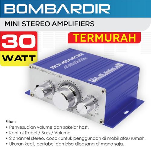Jual AMPLIFIER MINI SPEAKER AKTIF STEREO HI-FI 30WATT BOMBARDIR BIRU