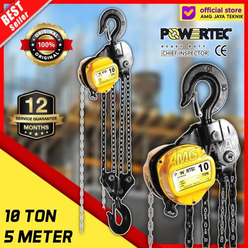 Jual Chain Block/ Takel 10 Ton x 5 Meter POWERTEC Katrol Kerekan Manual ...