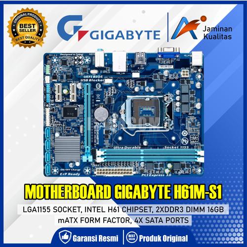 Jual MOTHERBOARD GIGABYTE H61 MS1 H61MS1 Mainboard Mobo Socket 1155