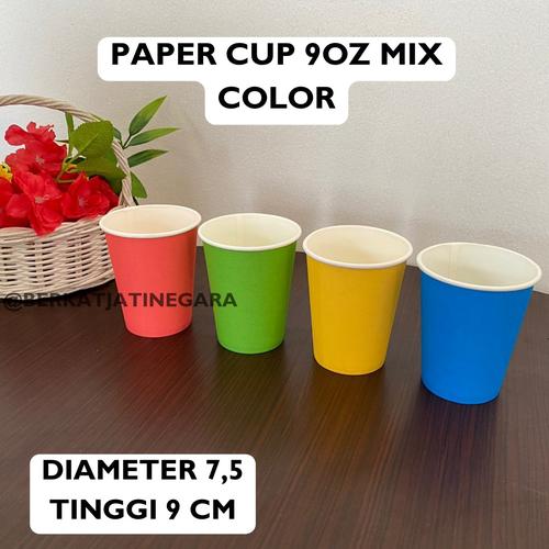 Jual PAPER CUP 9oz MIX COLOR / GELAS MINUMAN KERTAS WARNA ISI 50 PCE ...