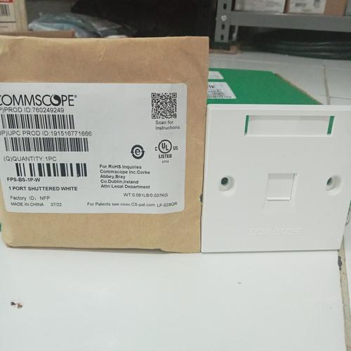 Jual AMP Commscope Faceplate 1 Port Shuttered White FPS BS 1P W jual-amp-commscope-faceplate-1-port-shuttered-white-fps-bs-1p-w
