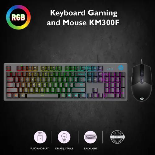 Keyboard Mouse Gaming HP KM300F Combo RGB di Kedai Comp Tokopedia