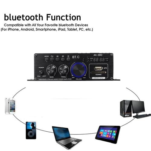 Jual Bluetooth Car Audio Power Amplifier HiFi Stereo 12V 800W 2 Channel Fm Jakarta Barat
