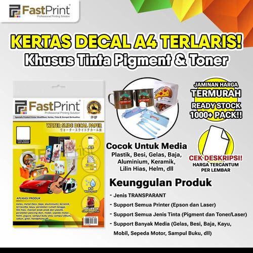 Jual Fast Print Kertas Water Slide Decal Paper Transparan A4 - Kota ...