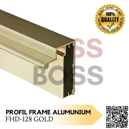 Jual FRAME PROFIL ALUMUNIUM FHD 128 GOLD HANDLE KACA PINTU LEMARI