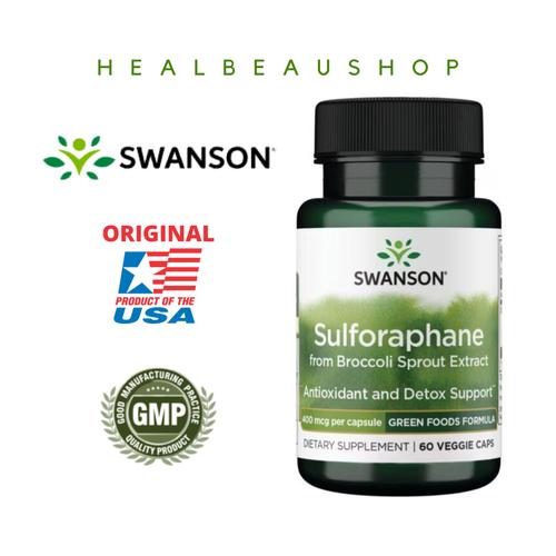 Swanson Sulforaphane Broccoli Sprout Extract for Adults Seeking Liver and Cellular Health Support - Standardized to 0.4% Sulforaphane (60 Vegan Capsules, 400 mcg) DLC: 01/2029
