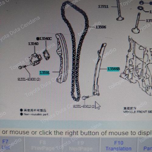 Jual po guide timing dan arm timing chain etios sedan Kab. Cianjur Toyota Duta Cendana