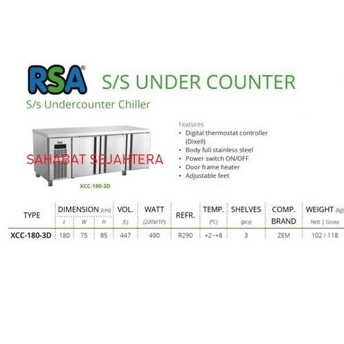 Jual Stainless Steel Undercounter Chiller RSA XCC-180-3D Chiller ...