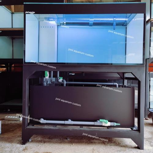 Jual aquarium 120x50x50 10mm putih gosok halus set sump filter