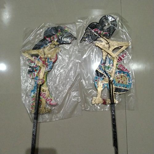 Marionnettes Wayang Kulit Indonésiennes - Arjuna Et Srikandi Avec Support, Fait Main