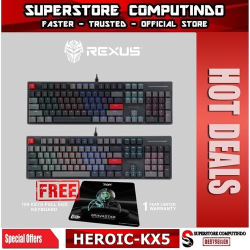 Promo Rexus Heroic KX5 KX5 RGB Mechanical Gaming Keyboard Fullsize