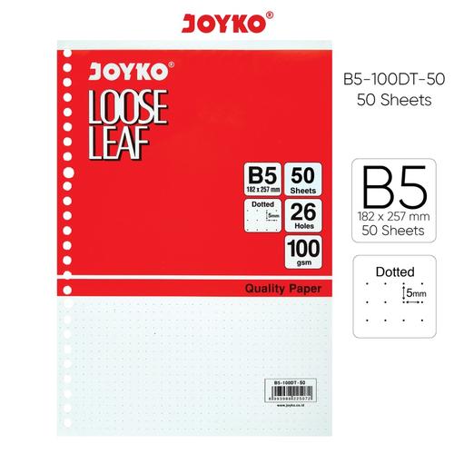 Jual Loose Leaf Isi Kertas File Binder Joyko B5-100DT 50 Lembar Dotted ...