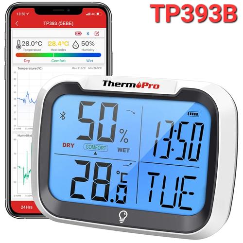 Jual THERMOPRO TP393 Smart Indoor Thermometer Hygrometer Clock