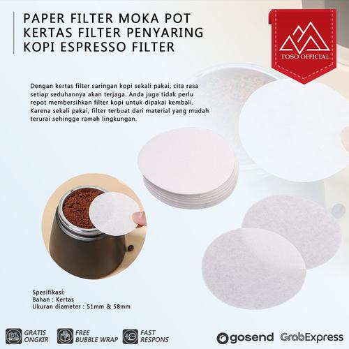 Jual PAPER FILTER MOKA POT KERTAS PENYARING KOPI 100 PCS ESPRESSO MOKAPOT 51mm Jakarta Pusat