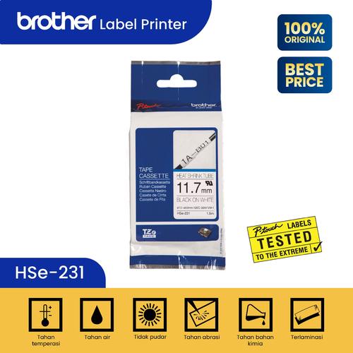 Jual Brother Label Hse231 11.7mm x 1.5m Heat Shrink Tube Black On White Jakarta Pusat