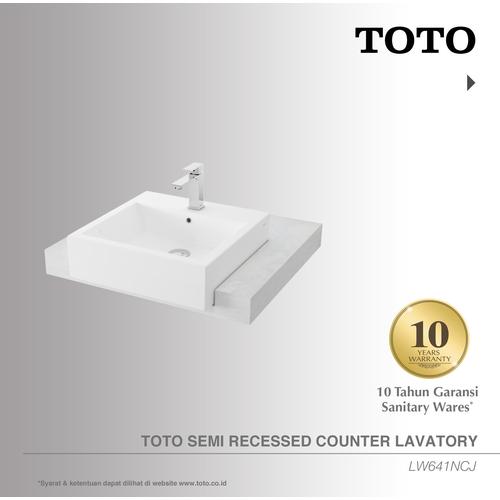 Promo TOTO Semi Recessed Counter Lavatory 1 Tap Hole / Wastafel LW641NCJ COMPLETE SET Cicil 0