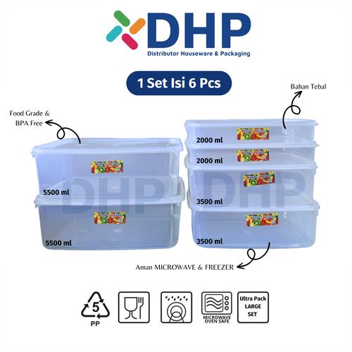 Distributor Houseware Jual Ultrapack LARGE SET (ISI 6 Pcs) Food Preparation Container Kulkas ...