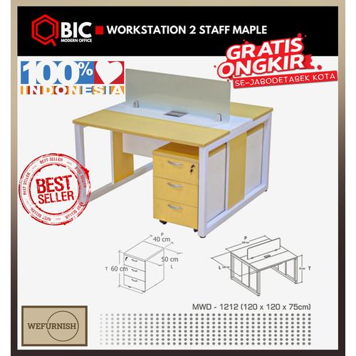 Jual Meja Kerja Kantor Partisi 2-4-6-8 Staff QBIC Maple - 2 Staff