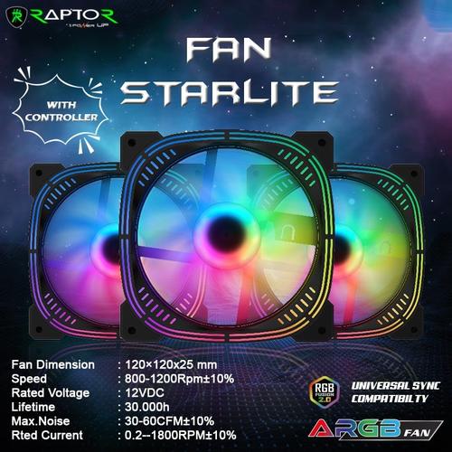Jual Raptor Fan Starlite Paket 3FAN Casing 12cm ARGB with Controller ...